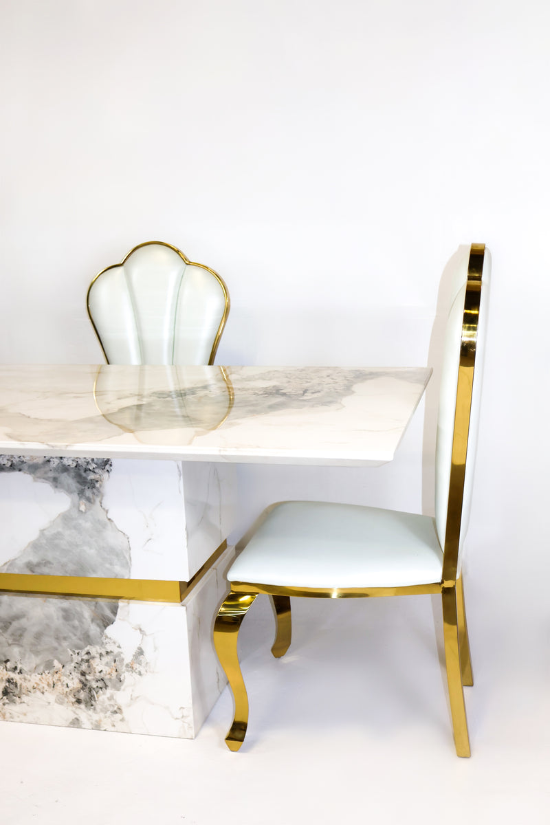 White and Gold Dining Room Table Mabrouk Imports