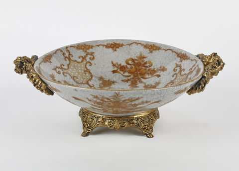 Glass Bowl with Gold Sidings and Base