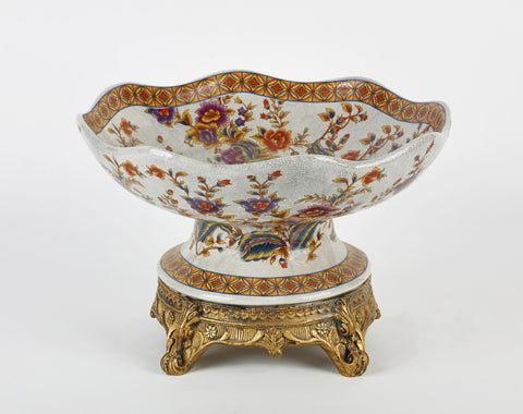 Designed Ceramic Bowl with Gold Base