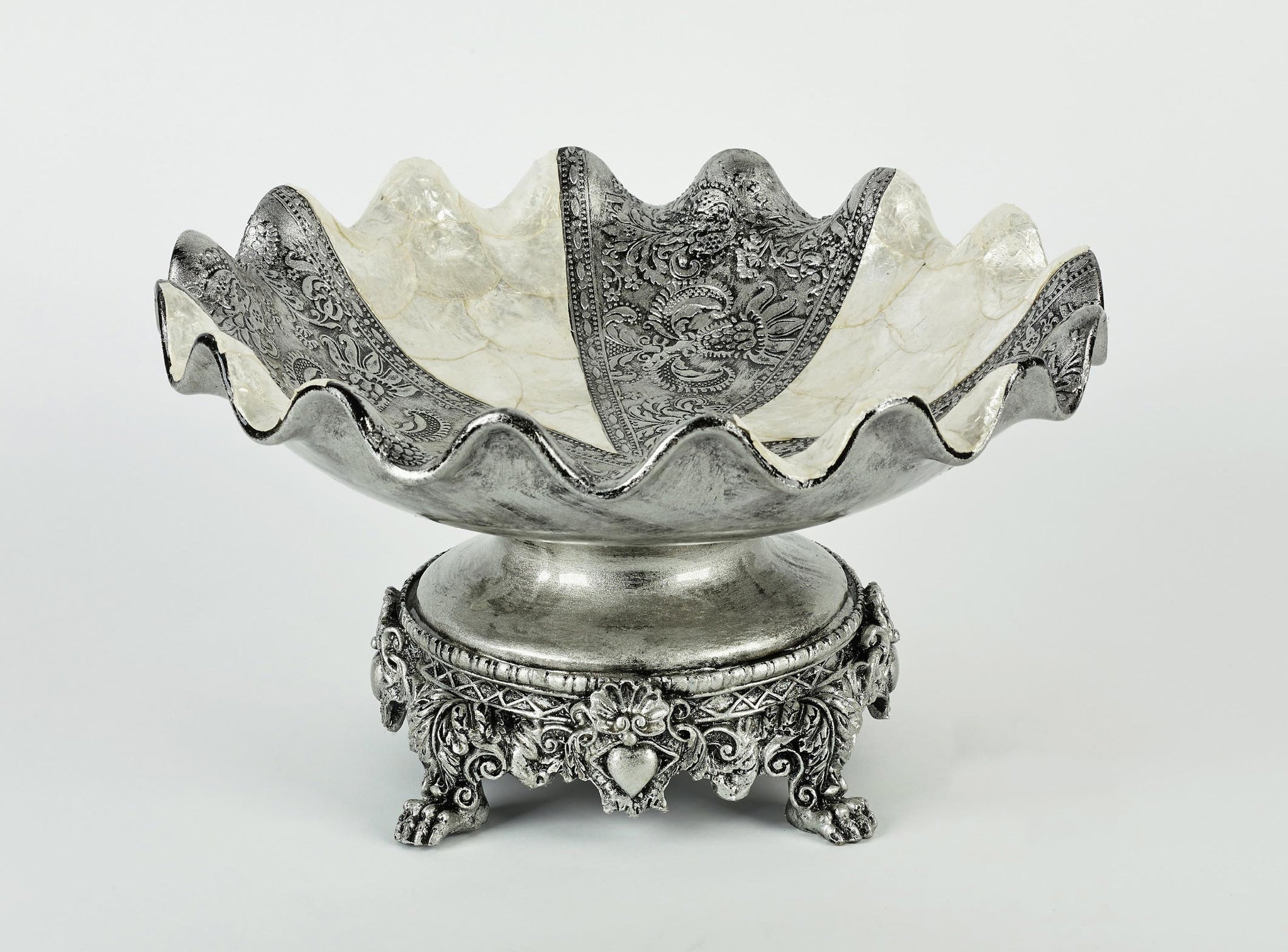 Decorative Ceramic Bowl with Silver Base