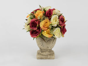 Assorted Roses with Antique Pot