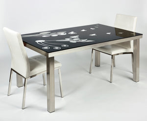 GLASS DINING TABLE WITH 4 CHAIRS