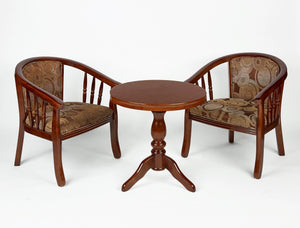 WOODEN TABLE AND 2 CHAIRS