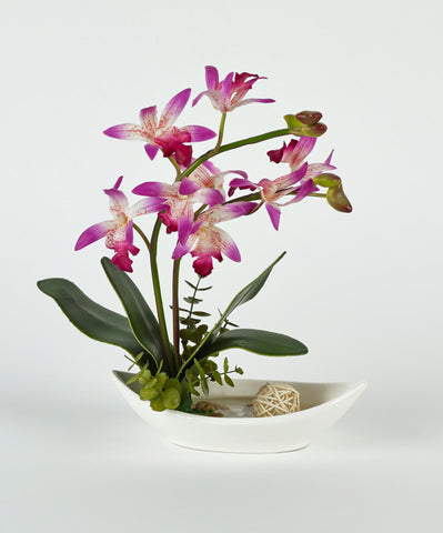 Light Purple Flower in White Ceramic Pot