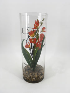 Orange Flower in Glass Vase with Rocks