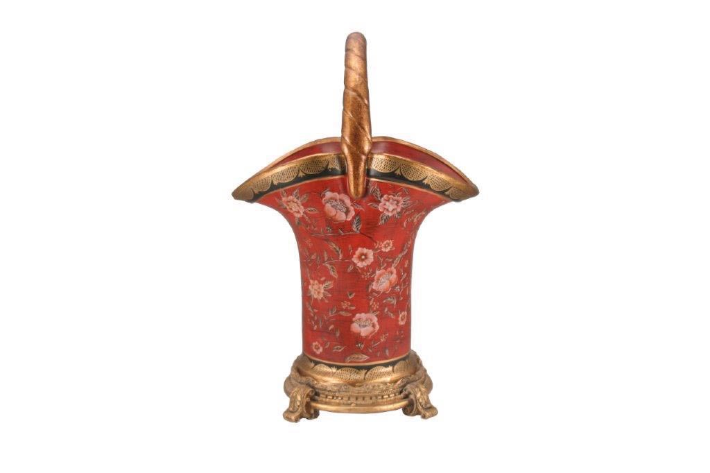GRAND RED FLORAL UMBRELLA STAND