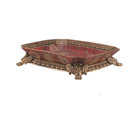 Floral Red Tray With Base