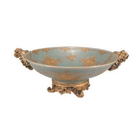 ROUND GREEN FLORAL FRUIT BOWL