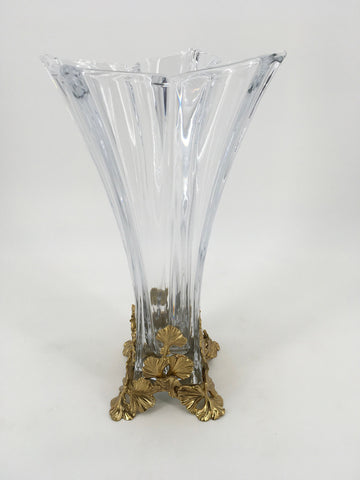 Glass Vase with Gold Base