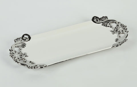 Ceramic Tray with Silver Side Design